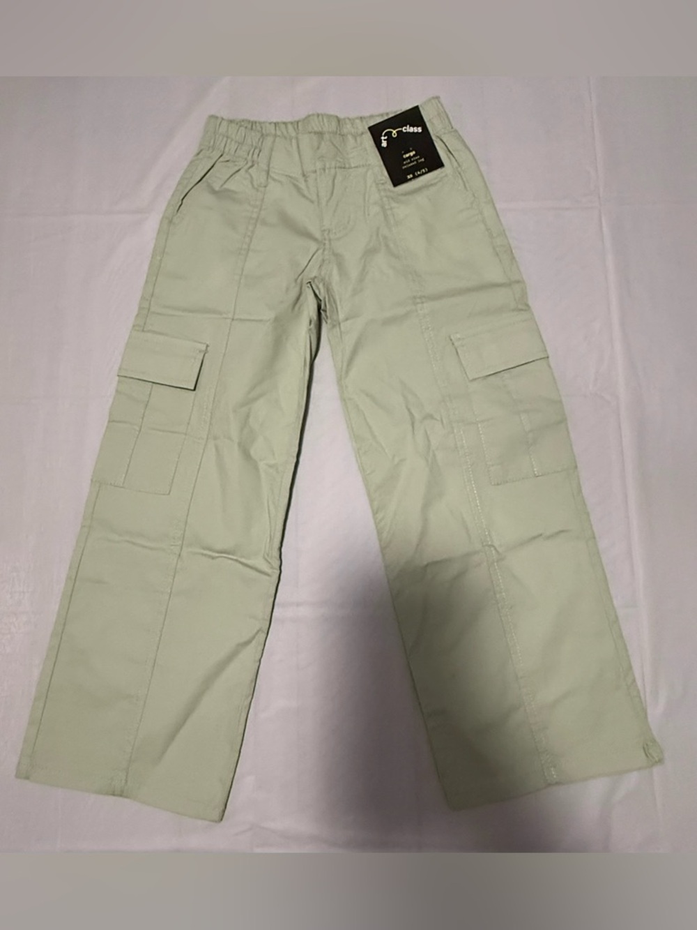 Art Class Girls XS 4/5 Cargo Pants Mid Rise Relaxed Leg Bottoms Green NEW